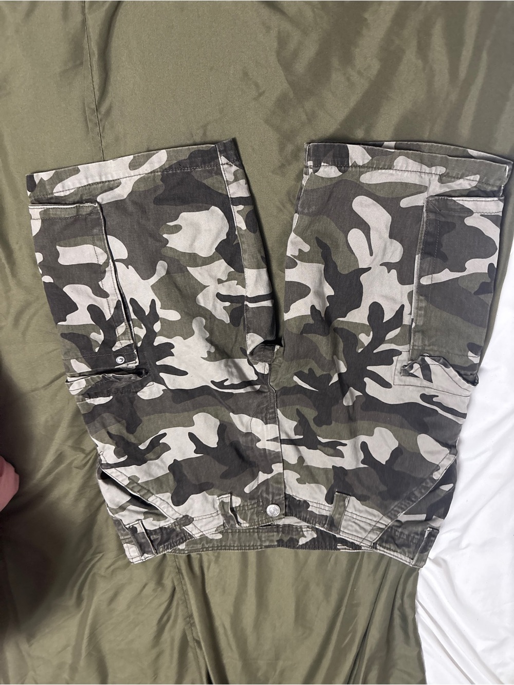 True Religion Camo Cargo Shorts in Olive Green and Gray
